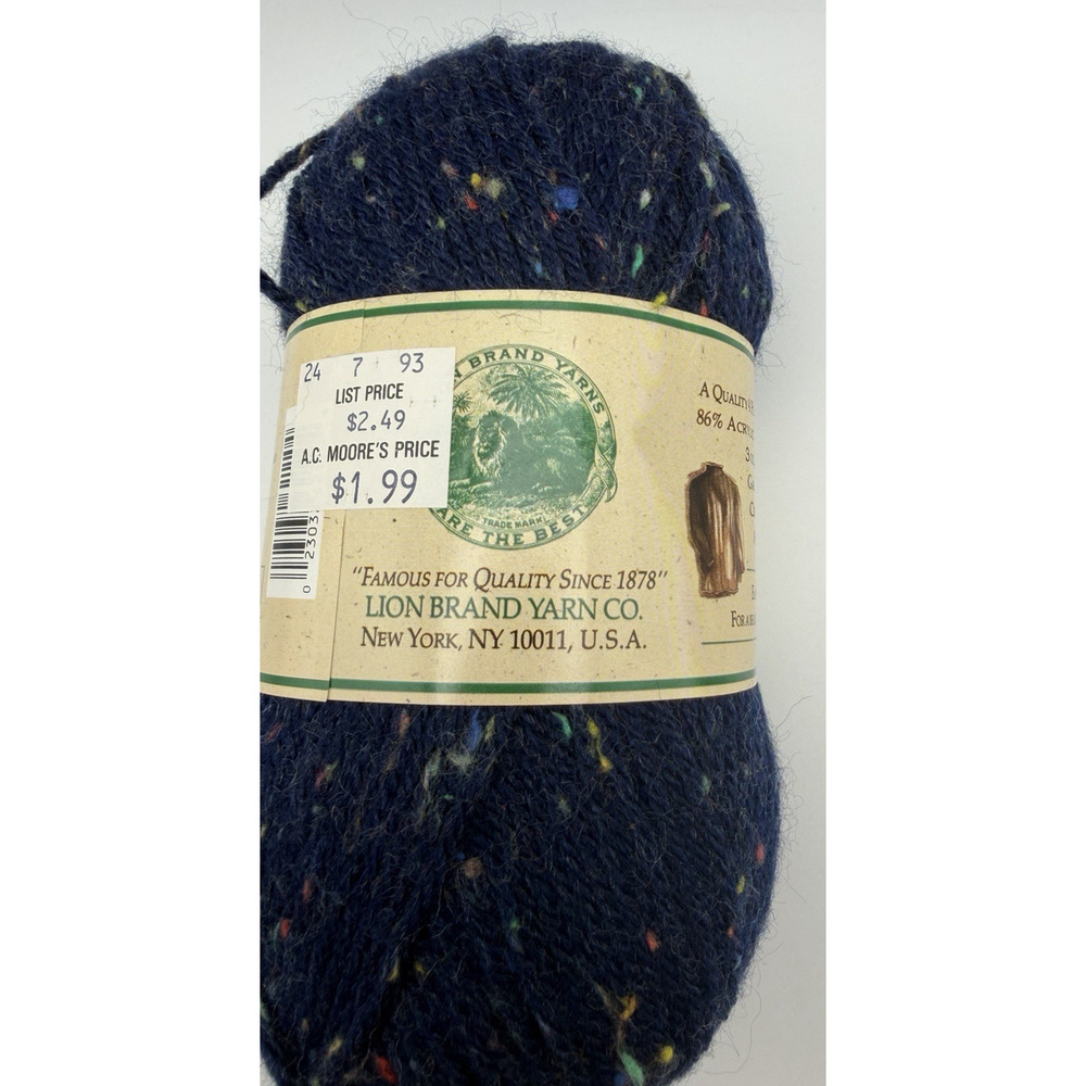 Lion Brand Wool Ease Yarn Navy Sprinkles 6 Skeins 3oz 197 Yards 4 Ply Wool Blend - Picture 4 of 6